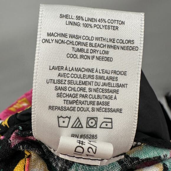 EXPRESS x ROCKY BARNES NWT High Waist Floral Tropical Linen Blend Shorts // XS - Picture 10 of 12